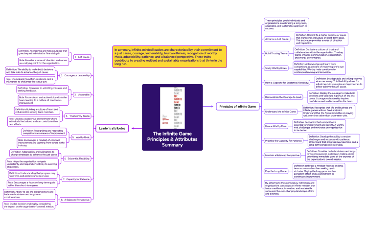 The Infinite Game - Summary of Principle and Attributes