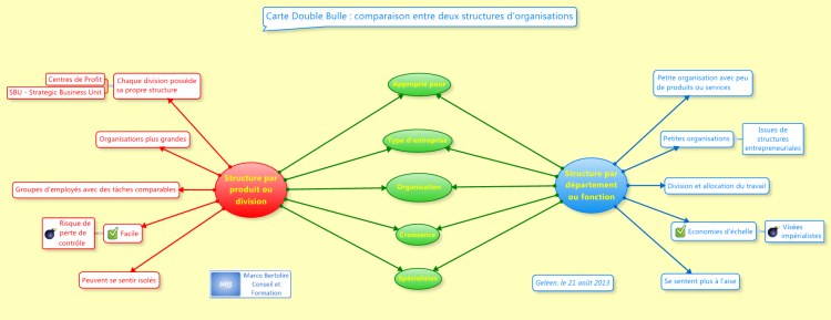 Carte double bulle - comparaison de deux structures d&#39;organisations