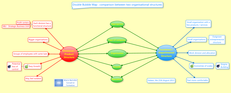 Double Bubble Map : comparison between two organisational structures