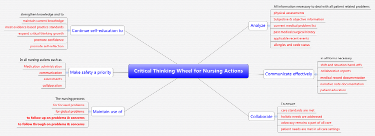 Critical Thinking Wheel for Nursing Actions